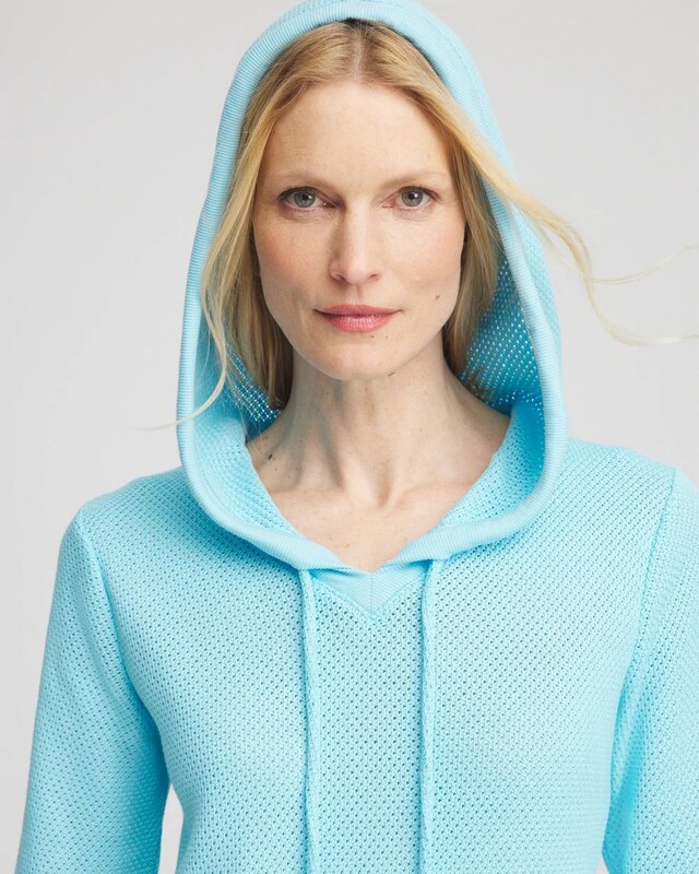 Zenergy Crochet Knit Hooded Pullover Top - image 4